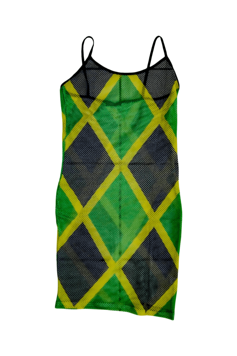 Jamaican Colors Mesh Cover Up Dress L / Rasta Colors