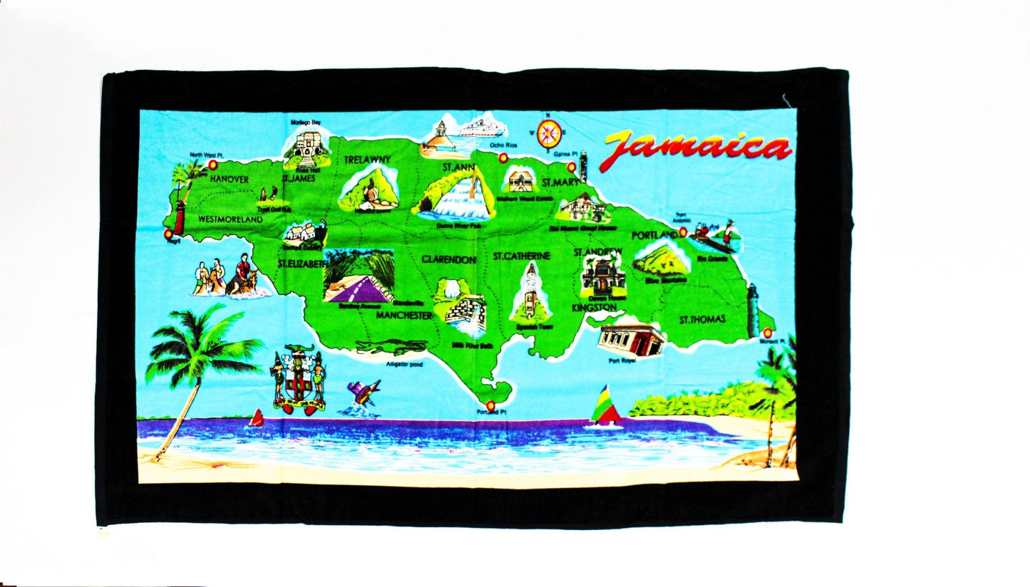 Jamaican Island Map Towel - 876 Worldwide