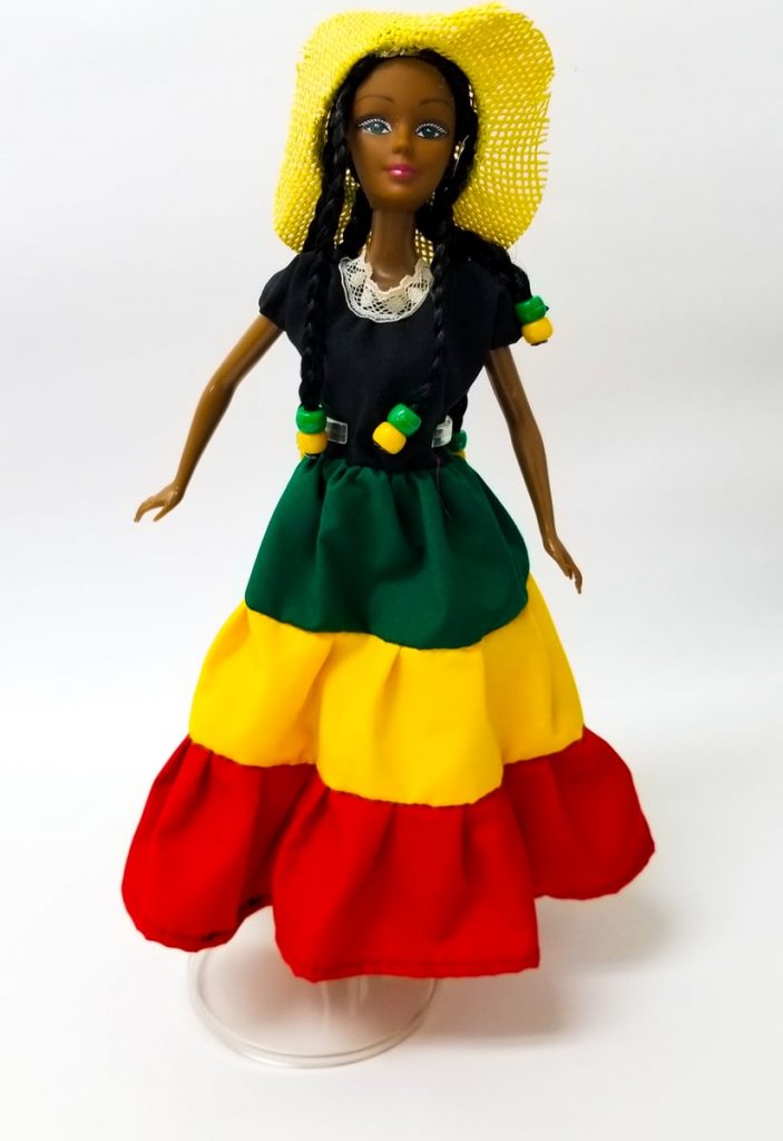 12- inch Jamaican Standing Ebony Doll