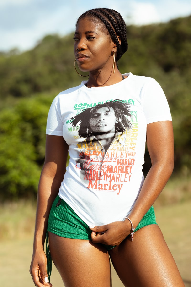 Bob Marley Graffiti Portrait Ladies T-Shirt - 876 Worldwide