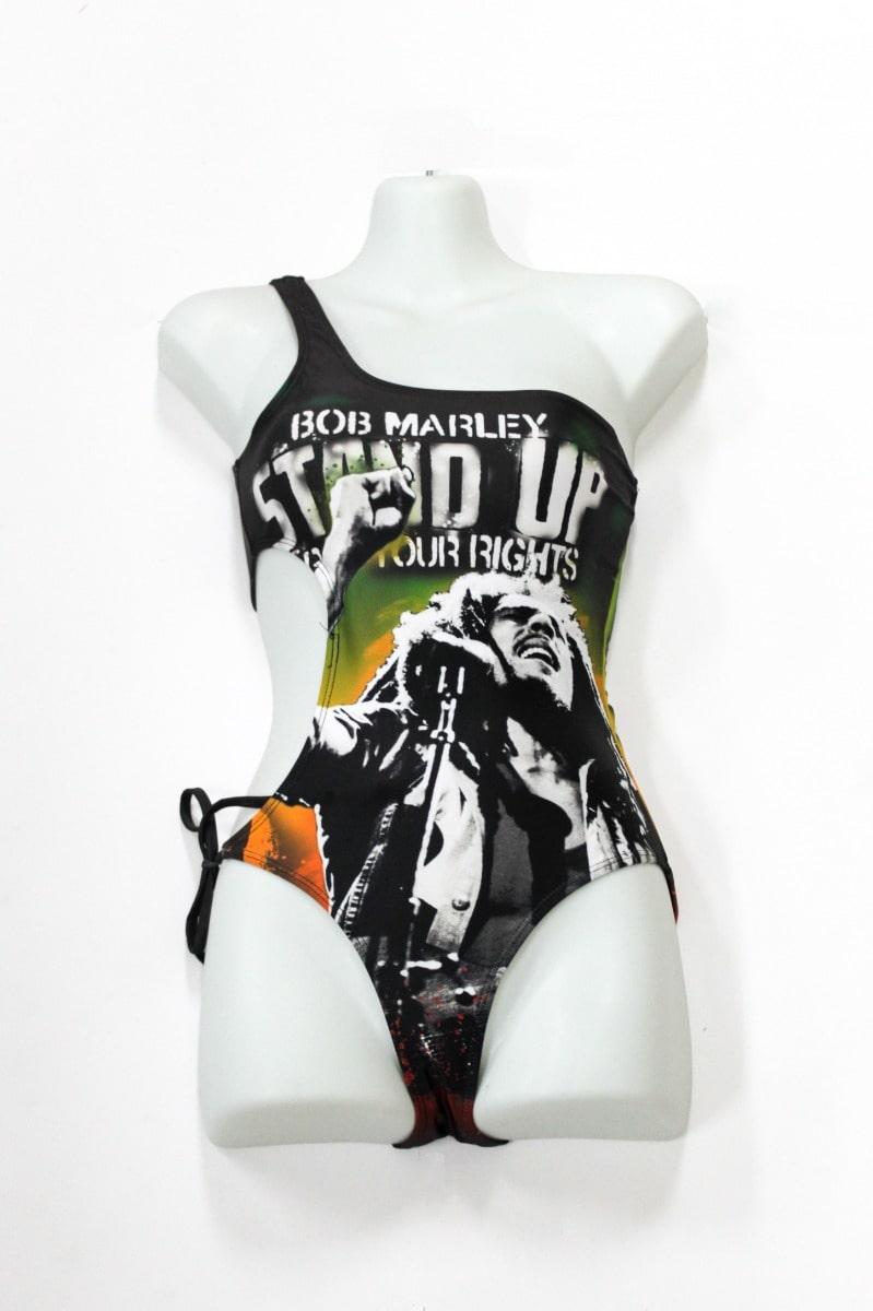 Bob Marley 'Stand Up for Your Rights' One Shoulder One Piece Swimsuit