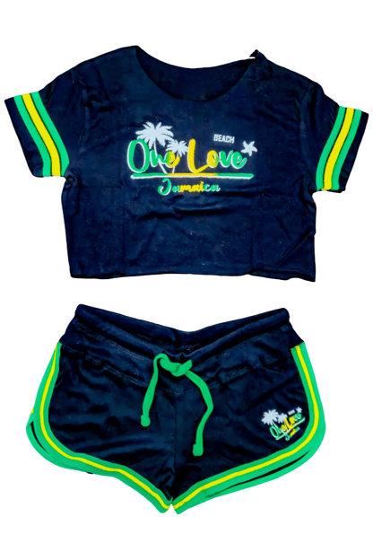Jamaica Beach One Love Ladies Crop top Set