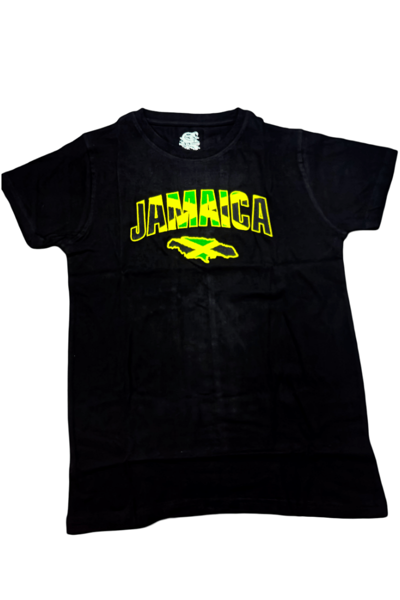 Jamaica Embroidered Flag Island T-Shirt - 876 Worldwide