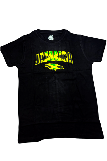 Jamaica Embroidered Flag Island T-Shirt - 876 Worldwide