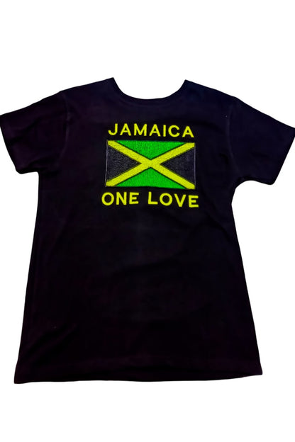 Jamaica Embroidered Flag One Love T-Shirt - 876 Worldwide