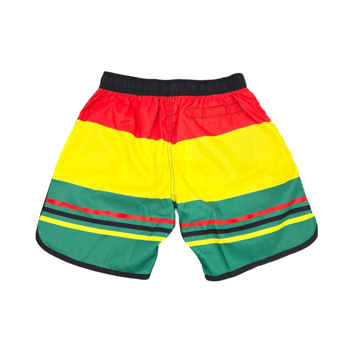 Jamaica Embroidered 'Straight Outta Jamaica' Reggae Striped Swim Shorts