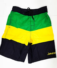 Load image into Gallery viewer, Jamaica Flag Section Swim Shorts
