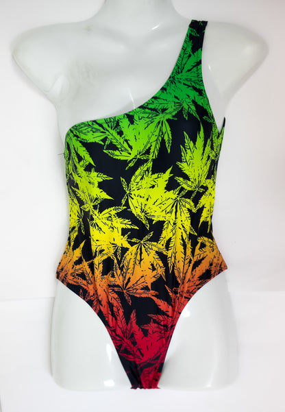 Jamaica Herbal One Shoulder One Piece Swimsuit - 876 Worldwide