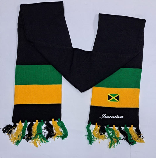 Jamaica Long Woven Embroidered Stripe Scarf