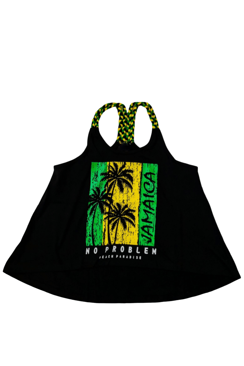 Jamaica No Problem Beach Paradise Braid Strap Ladies' Top