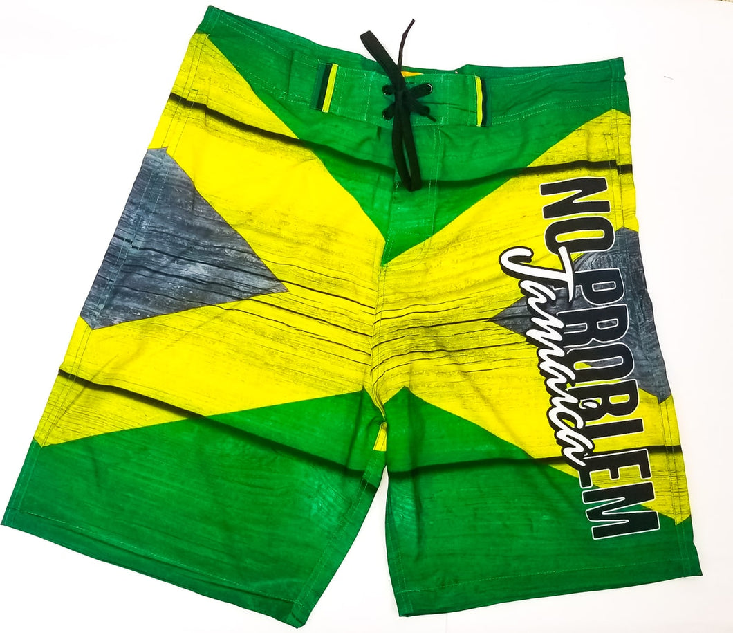 Jamaica No Problem Rustic Flag Board Shorts - 876 Worldwide