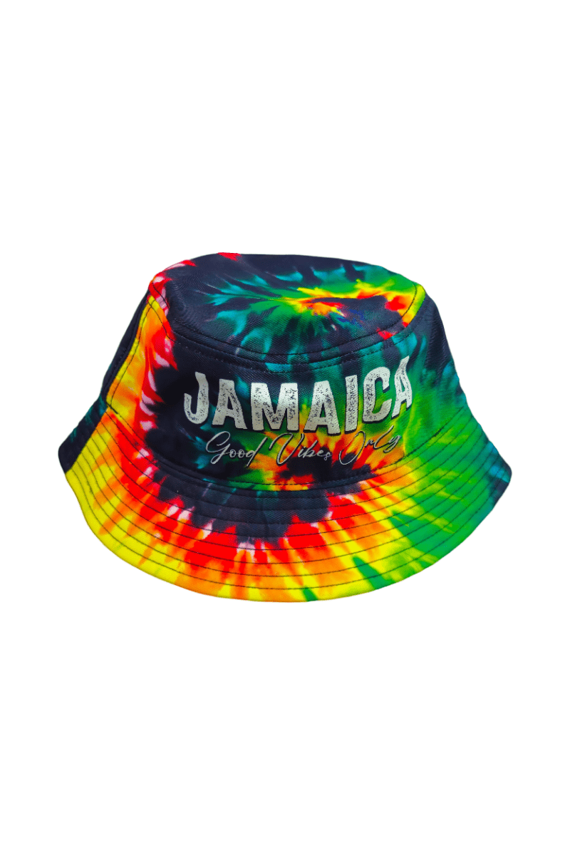 Jamaica Rainbow Tie Dye Good Vibes Only Bucket Hat