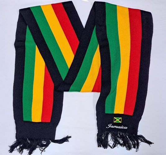 Jamaica Reggae Long Woven Embroidered Scarf