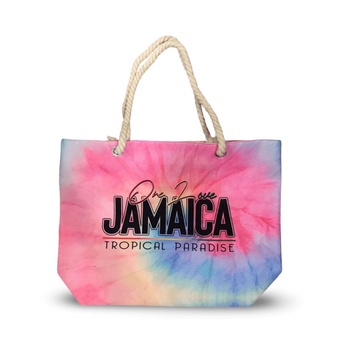 Jamaica Tropical Paradise Pink Tie Dye Beach Bag