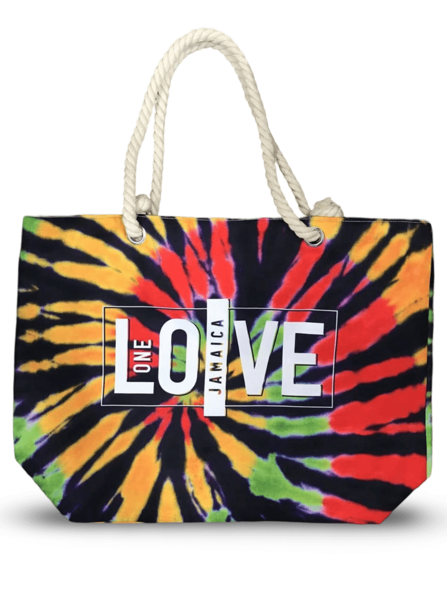 Jamaica One Love Reggae Tie Dye Burst Beach Bag