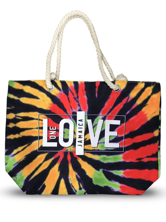 Jamaica One Love Reggae Tie Dye Burst Beach Bag