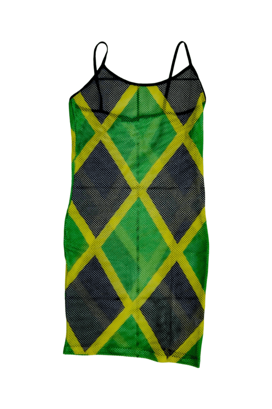 Jamaican Colors Mesh Cover Up Dress
