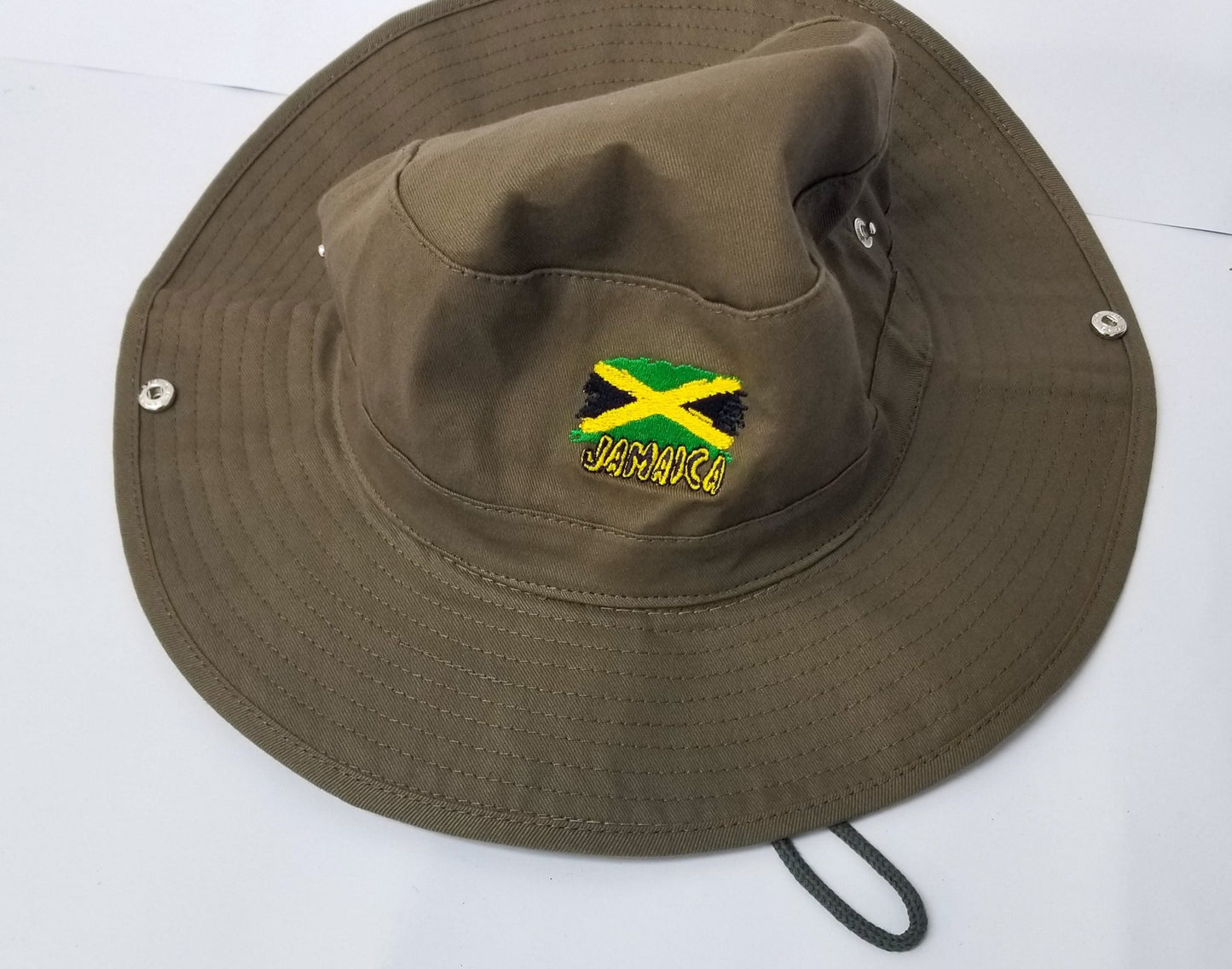 Jamaican Flag Embroidered Safari Hat - 876 Worldwide