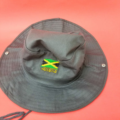 Jamaican Flag Embroidered Safari Hat - 876 Worldwide