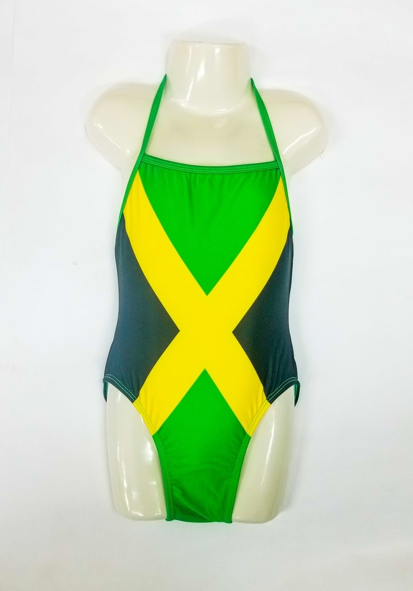 Jamaican Flag Kid's Halter Swimsuit