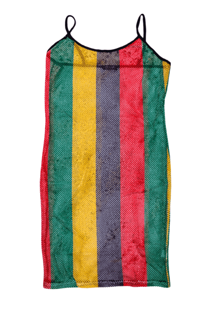 Jamaican Colors Mesh Cover Up Dress