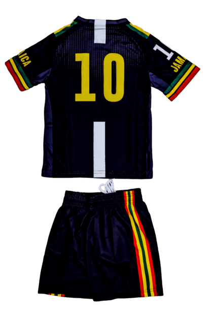 Jamaican Kid's Black Reggae Accent Soccer Jersey Set