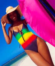 Load image into Gallery viewer, Reggae/Rasta Flag Grunge One Piece Swimsuit
