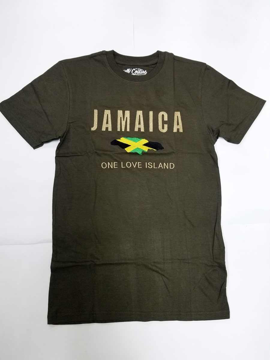 Jamaica Embroidered Island Flag T-Shirt - 876 Worldwide