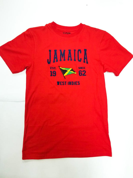 Jamaica Est. Since 1962 Embroidered Flag T-Shirt - 876 Worldwide