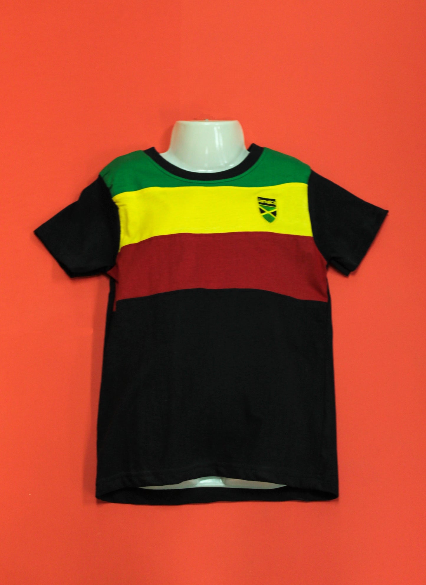 Reggae/Rasta Stripe Embroidered Kid's T-Shirt - 876 Worldwide